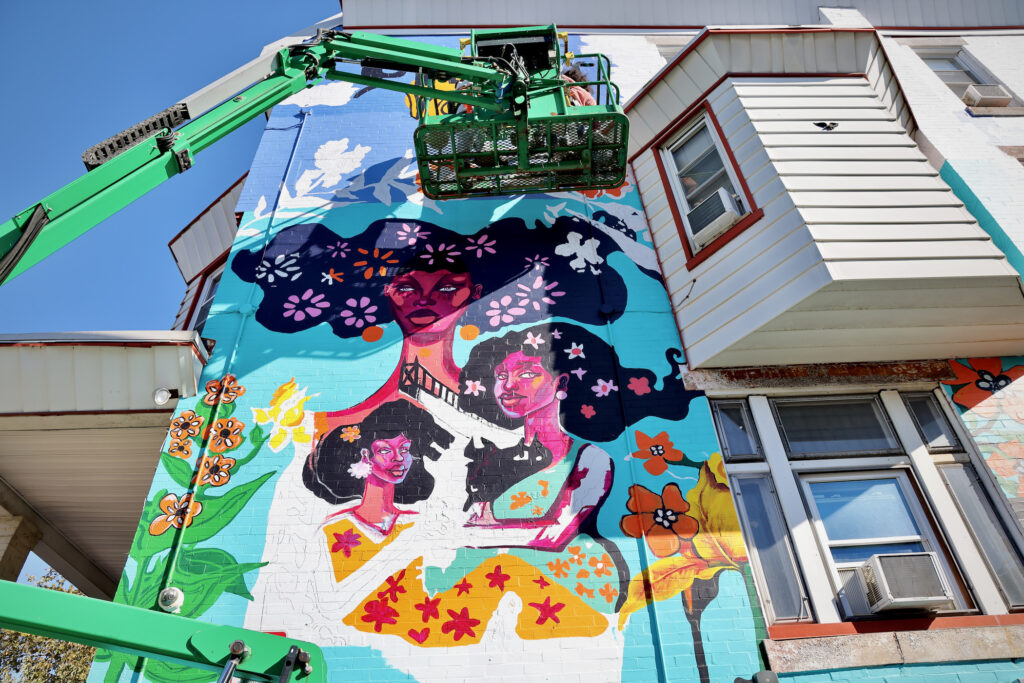 The "Legacy in Bloom" mural in West Philadelphia