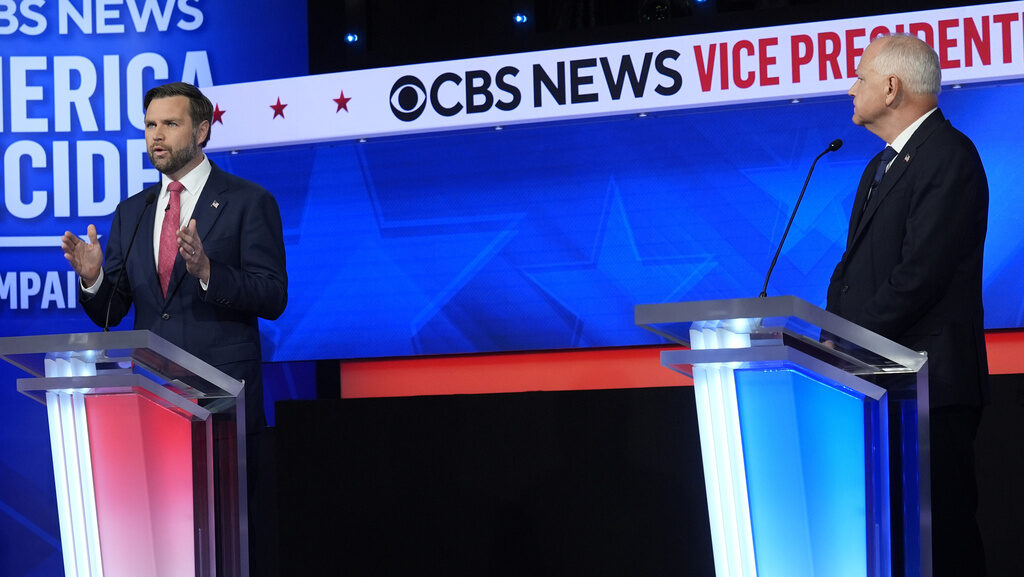 Election 2024 Debate Tim Walz and JD Vance