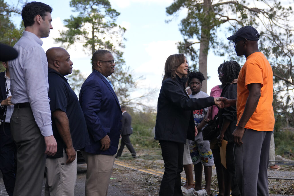 APTOPIX Election 2024 Harris Kamala Harris meeting people impacted by the hurricane