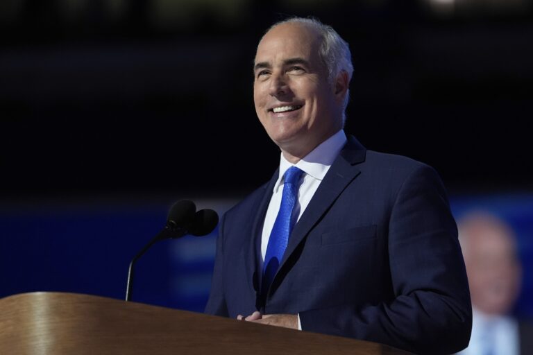 Sen. Bob Casey, D-Pa., speaks during the Democratic National Convention, Aug. 22, 2024, in Chicago.