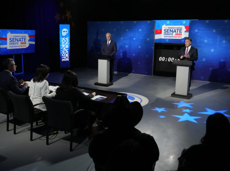 Casey and McCormick at the debate