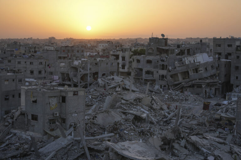 destroyed city after a bombing