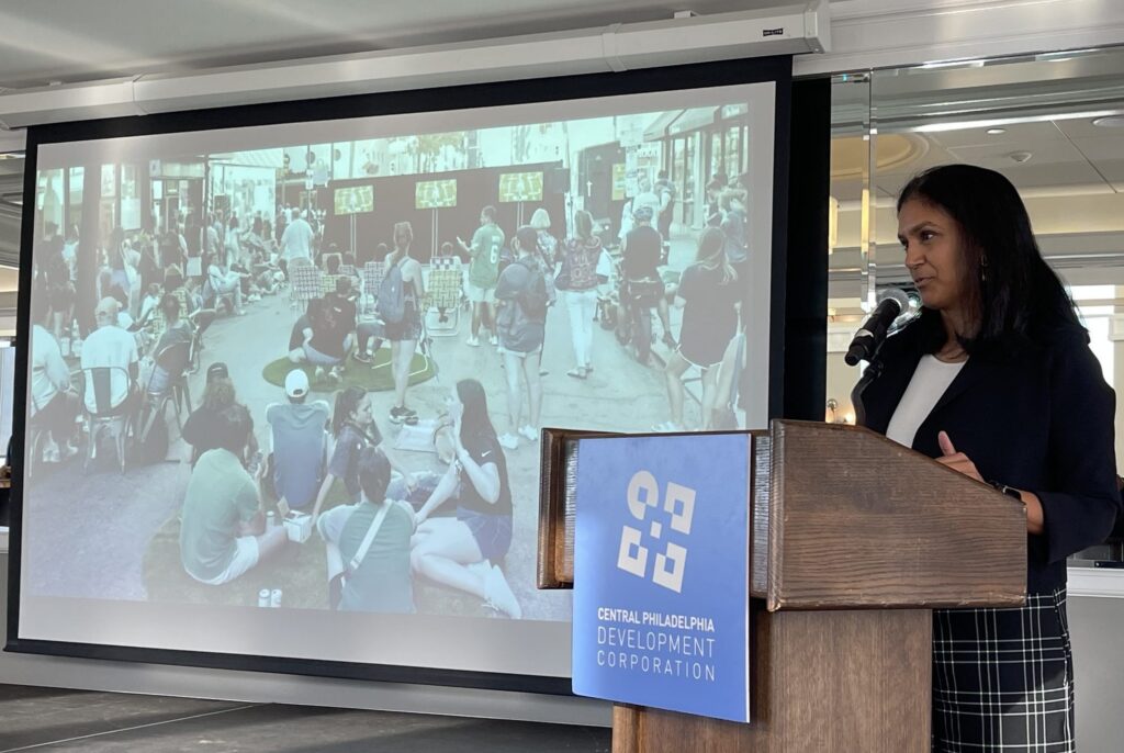Prema Katari Gupta giving a presentation
