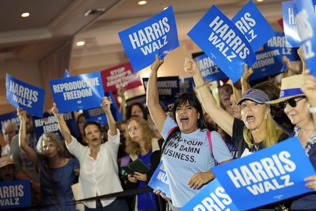 Election 2024 Abortion Harris-Walz supporters cheer