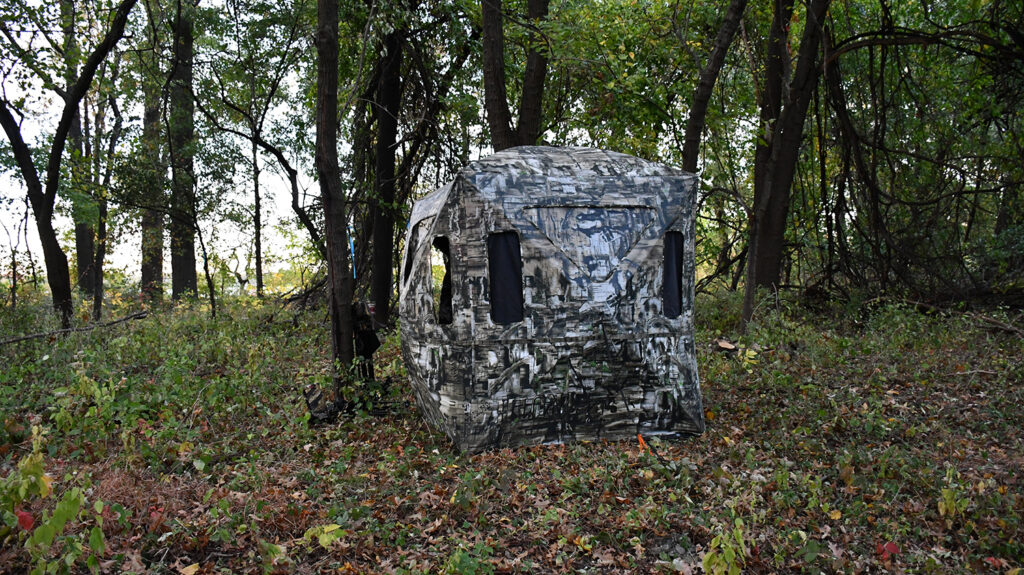 A hunting tent in the woods
