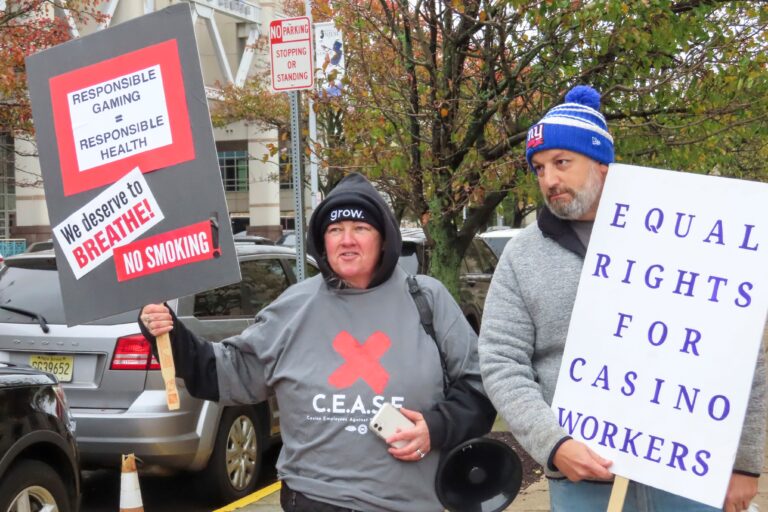 Casino workers demonstrating