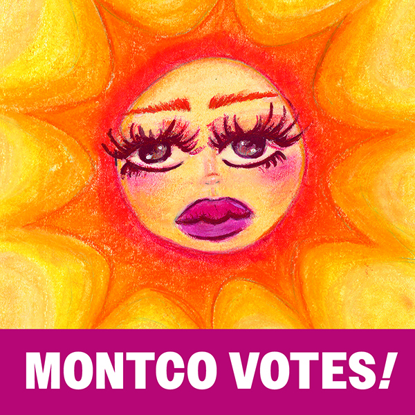 Stickers that say 'Montco votes'