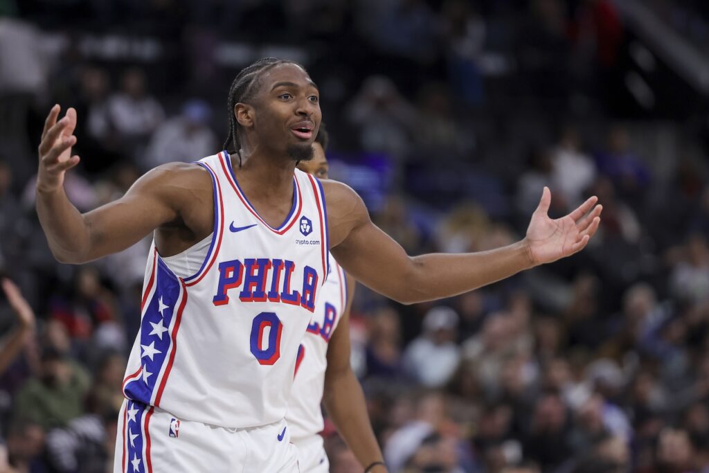 76ers Clippers Basketball Philadelphia 76ers guard Tyrese Maxey