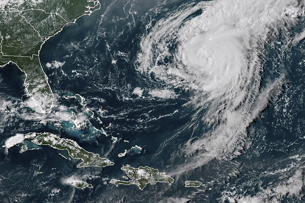 Tropical Weather Ernesto an aerial view of the hurricane