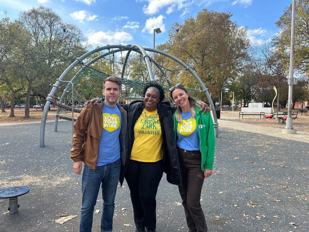 love-your-park-2024-3 Kevin Roche, Cheri Harrison and Elisa Ruse-Esposito pose