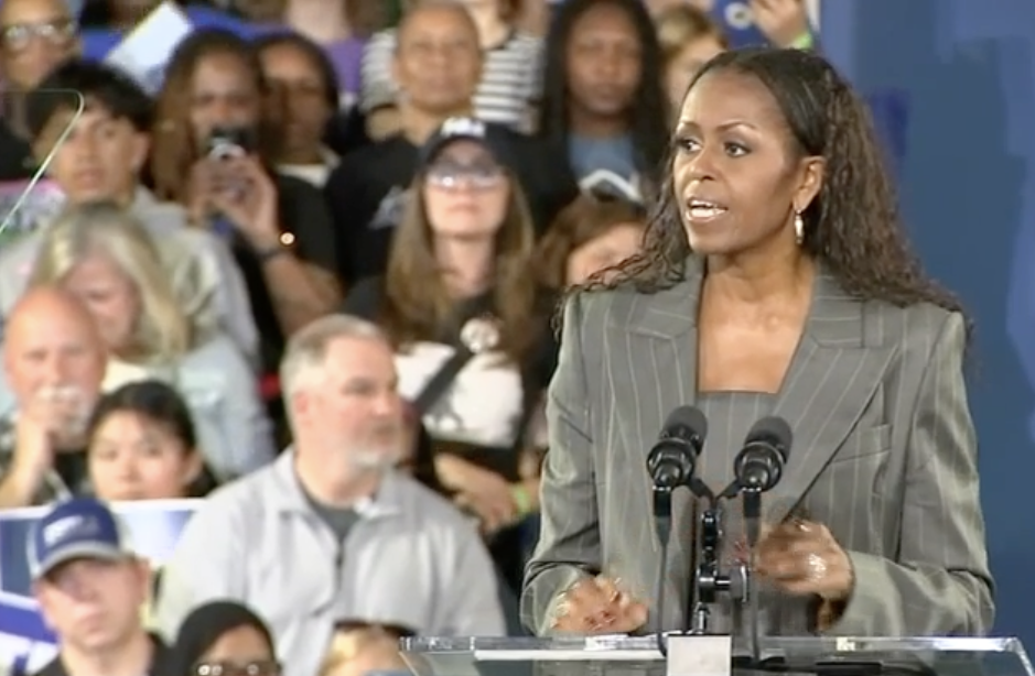 Michelle Obama speaks onstage