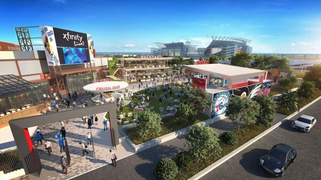 a rendering shows an entrance to the expansion, with the Linc in the back