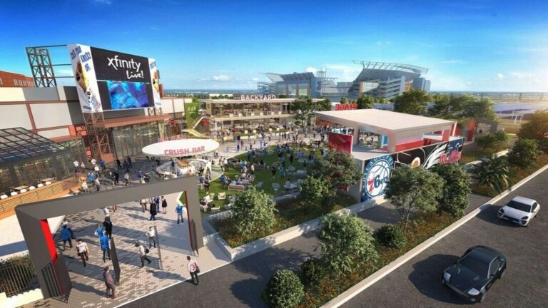 a rendering shows an entrance to the expansion, with the Linc in the back
