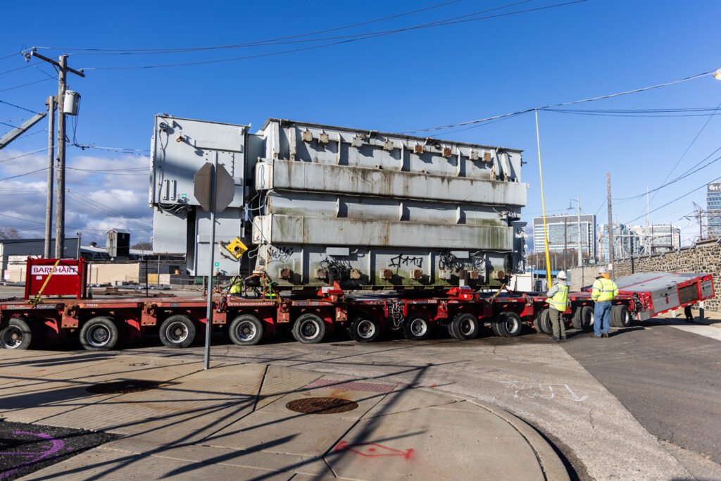 12 19 2024 k paynter peco moves transformer out of schuylkill floodplain-2 a backup transformer on a truck