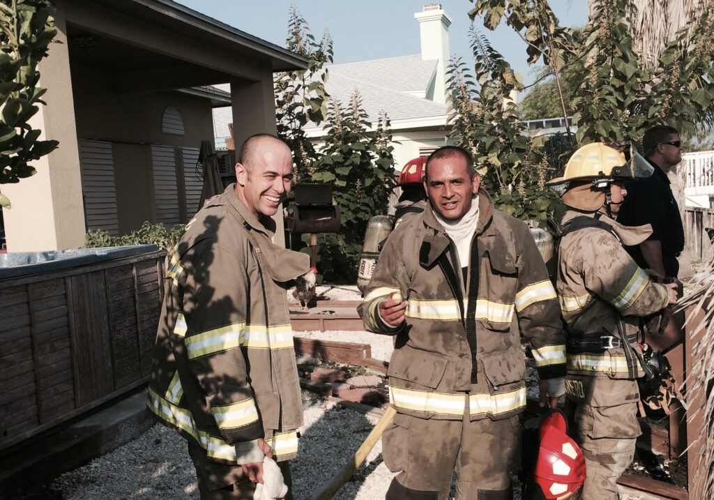 First responders and PTSD John Keller (left) spent 10 years as a firefighter paramedic in Corpus Christi, Texas, before leaving the job, in part, due to PTSD. (Courtesy of John Keller)