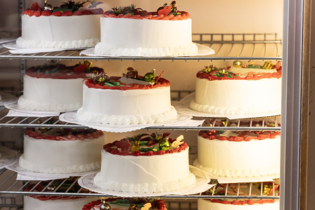 Stocks-Bakery-Christmas-Eve-2024-1 cakes in a fridge