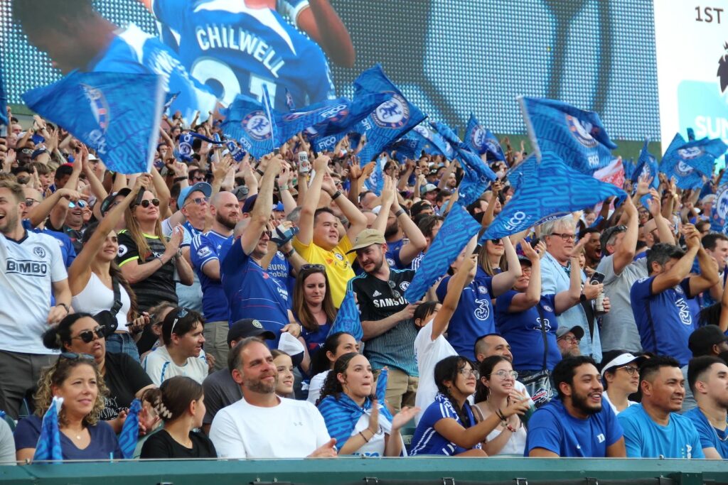 chelsea-fc-linc-premier-league-billy-penn Chelsea FC supporters cheer in the stands at Lincoln Financial Field