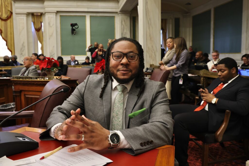 2024 12 12-e lee-jeffery young jr-philadelphia city council-desk Philadelphia City Councilmember Jeffrey Young Jr.