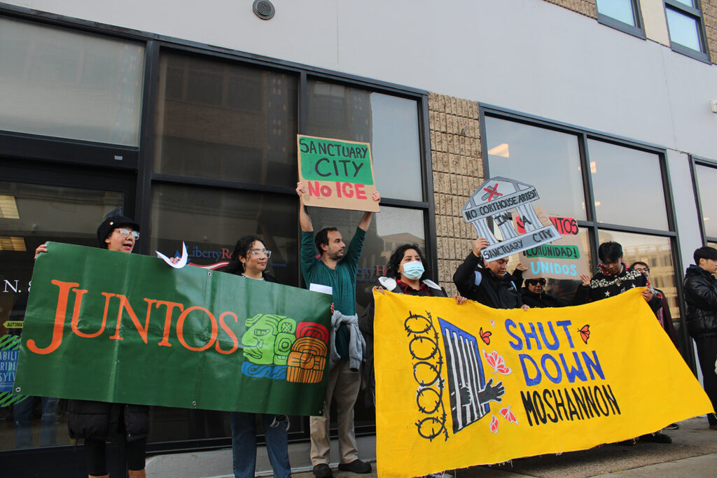 juntos-19 copy Immigrant rights advocates marched to the Philadelphia ICE Office, on 8th and Cherry streets, to amplify calls for the release of Seyrerath