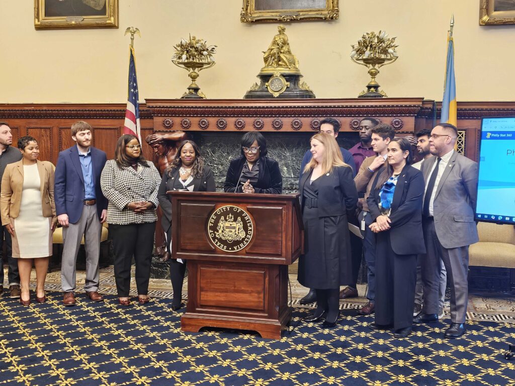 Mayor Parker and others standing