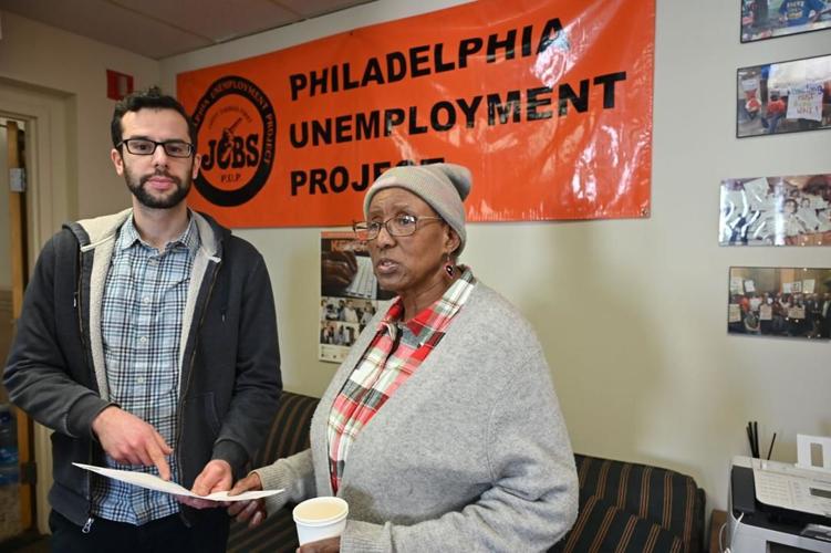 philadelphia-unenployment-project Adam Goldman, executive director of the Philadelphia Unemployment Project, left, with volunteer Jacqueline Chapman in their office