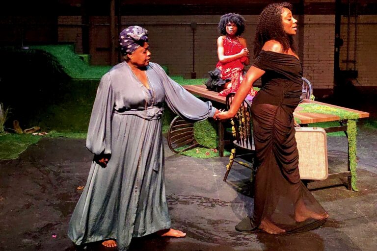 Donna Nicole Booker and Pamela A. Hooks onstage with another actor
