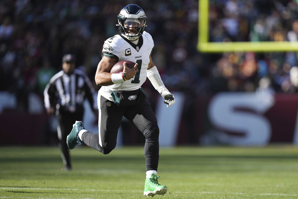 Eagles Commanders Football Philadelphia Eagles quarterback Jalen Hurts