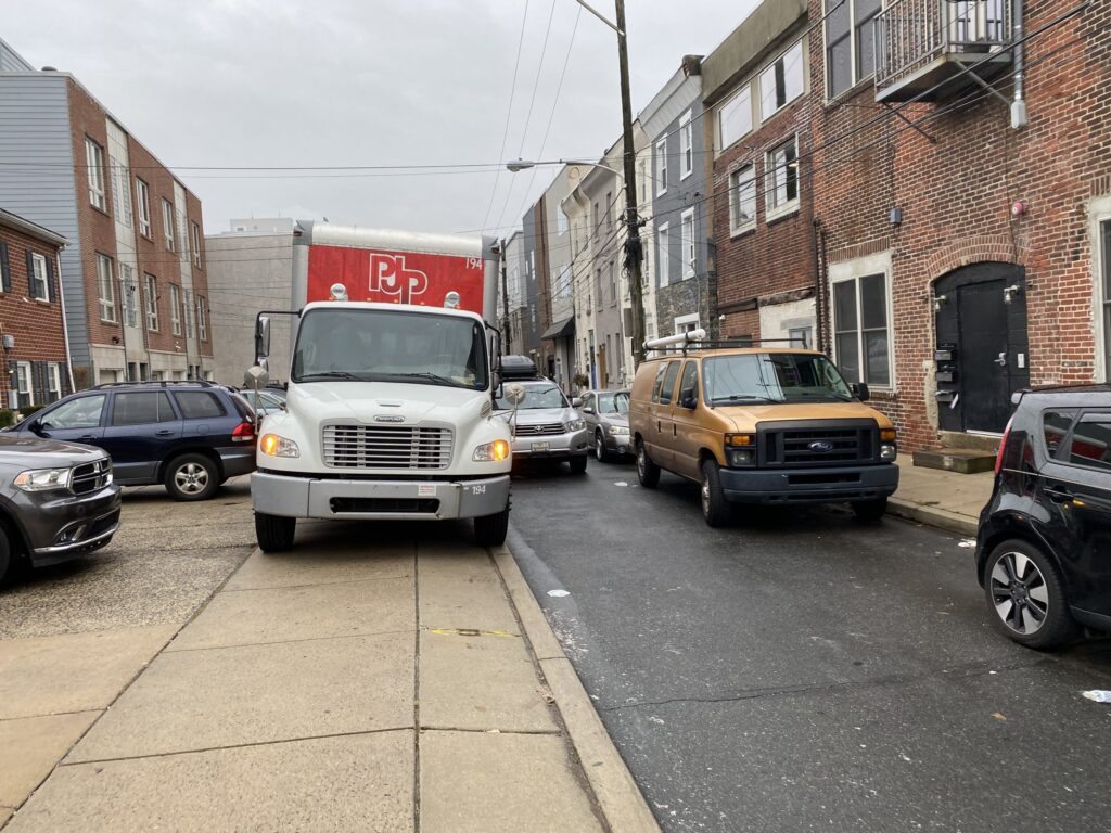 PJP-blocking-traffic-scaled Truck blocking the sidewalk