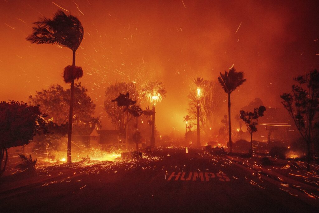The Palisades Fire ravages a neighborhood