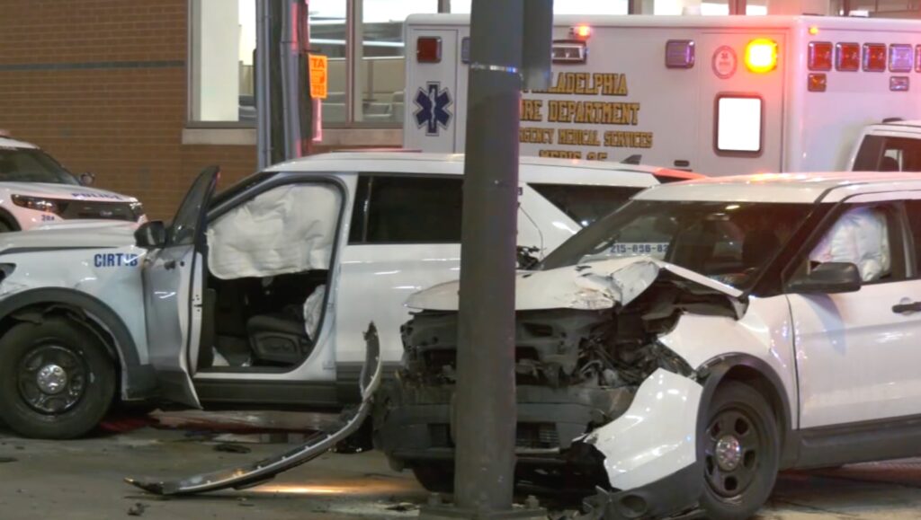 officers-hospitalized-car-meetup-2025-01-12 two crashed police cars
