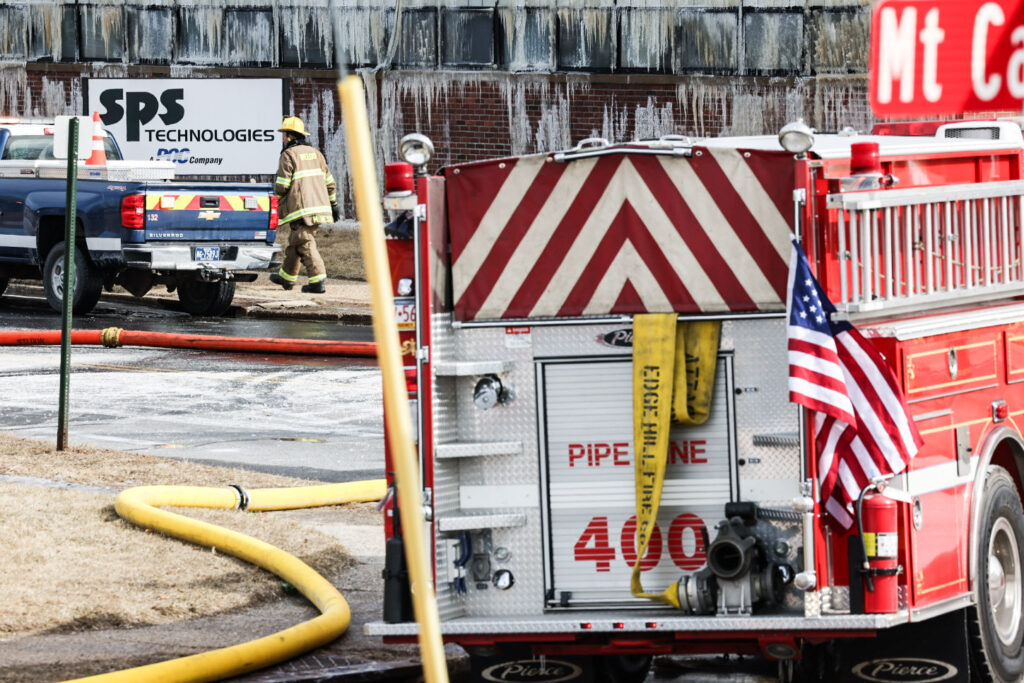 02 18 2025 k paynter sps technologies fire-2 (1) fire crews battling the fire at the warehouse