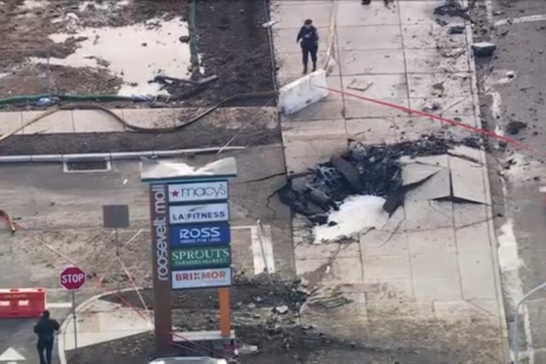 Damage on the ground after the plane crash