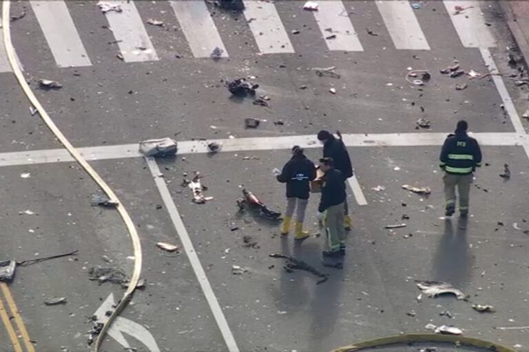 Damage on the ground after the plane crash