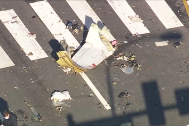 Damage on the ground after the plane crash
