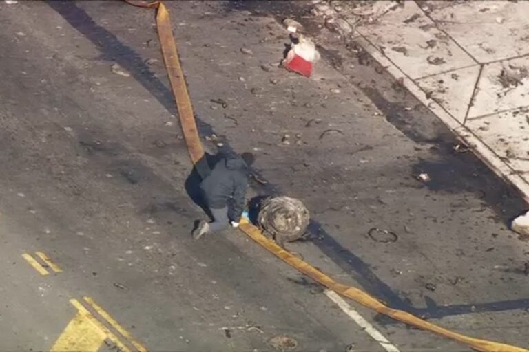 Damage on the ground after the plane crash