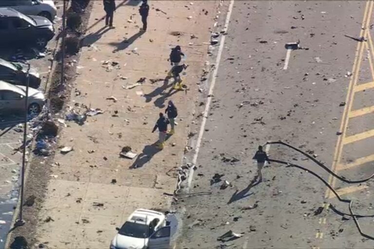 Damage on the ground after the plane crash