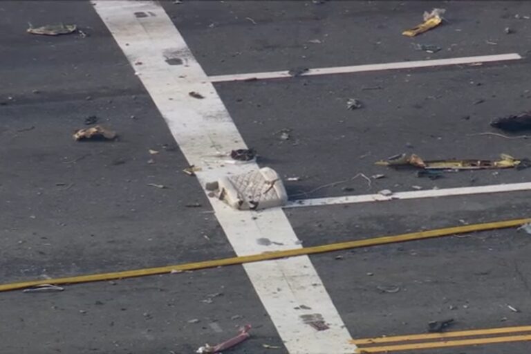 Damage on the ground after the plane crash