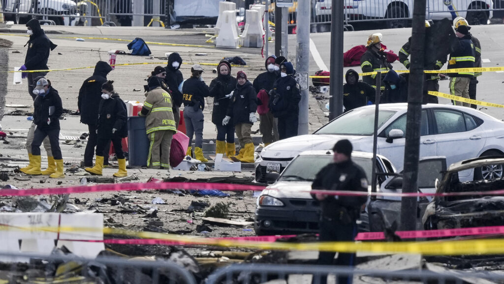 Philadelphia Small Plane Crash Investigators work the scene of the crash