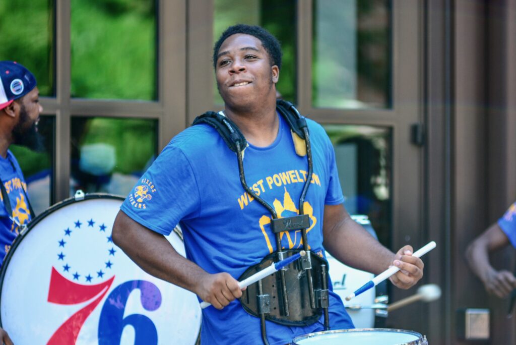 Javon Stokes playing drums