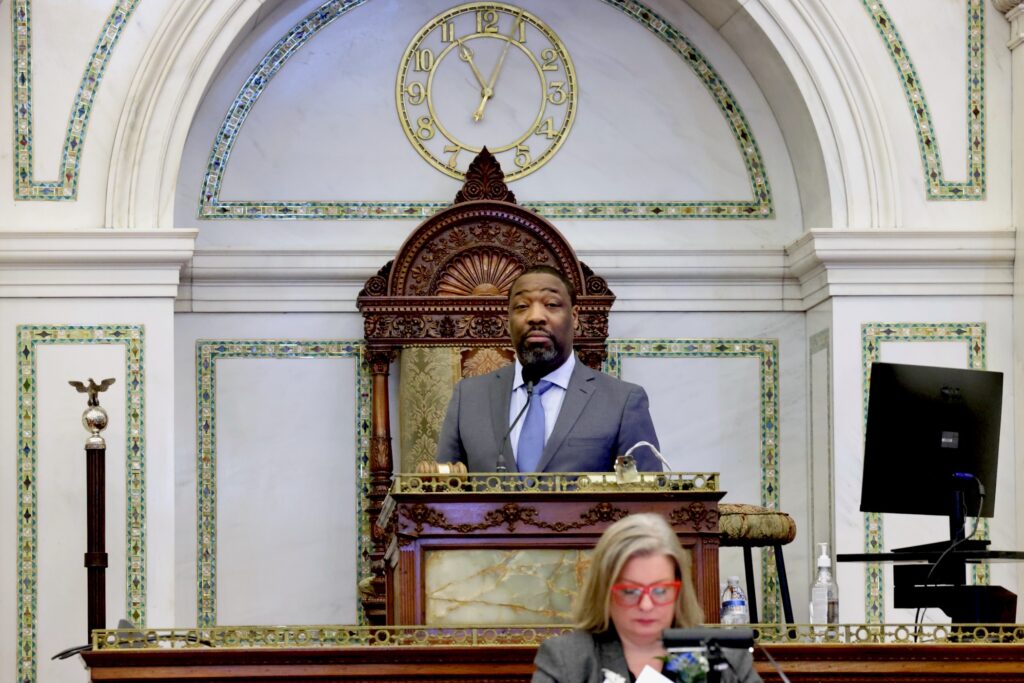 2025 01 23-e lee-kenyatta johnson-philadelphia city hall council chambers eyebrows raised Kenyatta Johnson looks on