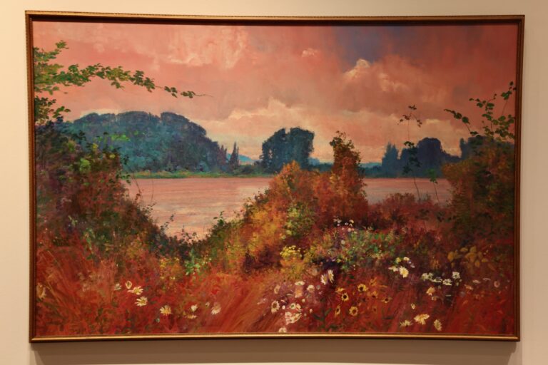 a piece of art hanging up in the exhibit
