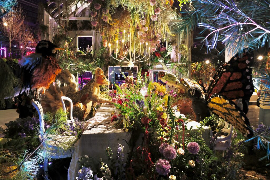 Intricate floral designs on display at the flower show