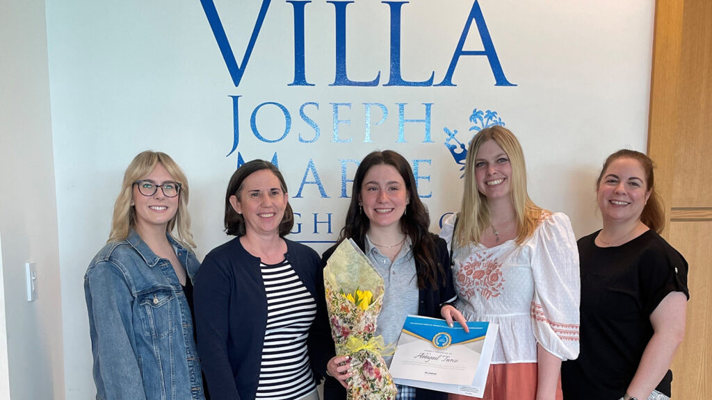 Millennium Medical Women in Science. copy 2024 Millennium Medical Women in Science and Medicine Scholarship recipient Abbigail Turco (center) besides staff from Millennium Medical. (Courtesy of Bucks County Foundation)