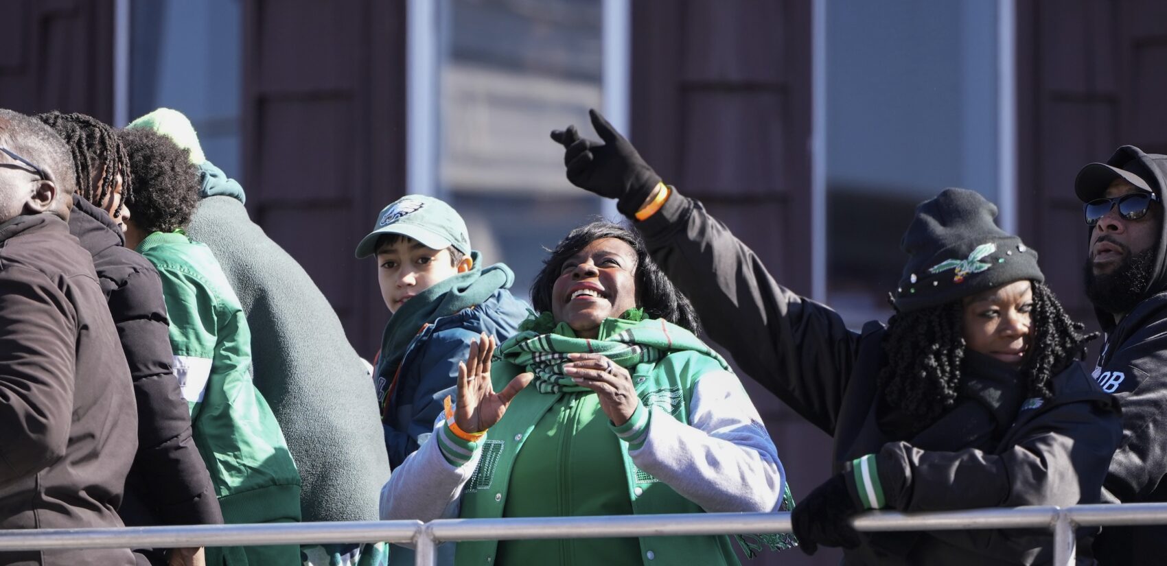 Cherelle Parker celebrates during the parade