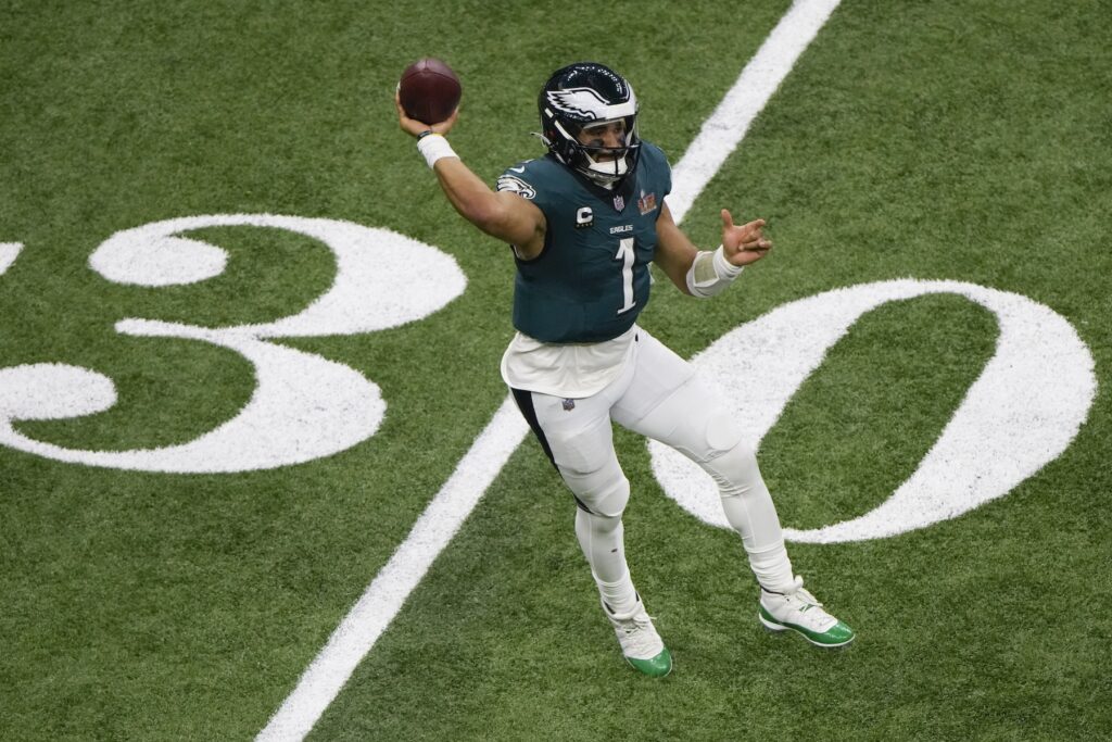 Super Bowl Football Jalen Hurts during the game