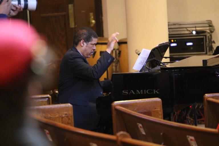 a man playing piano