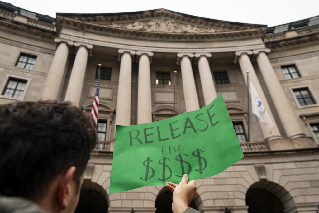 Protesters Rally Against DOGE And Elon Musk Outside The EPA Demonstrator shows opposition