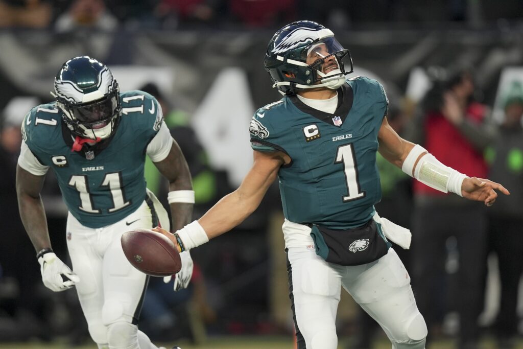 APTOPIX Commanders Eagles Football Philadelphia Eagles quarterback Jalen Hurts