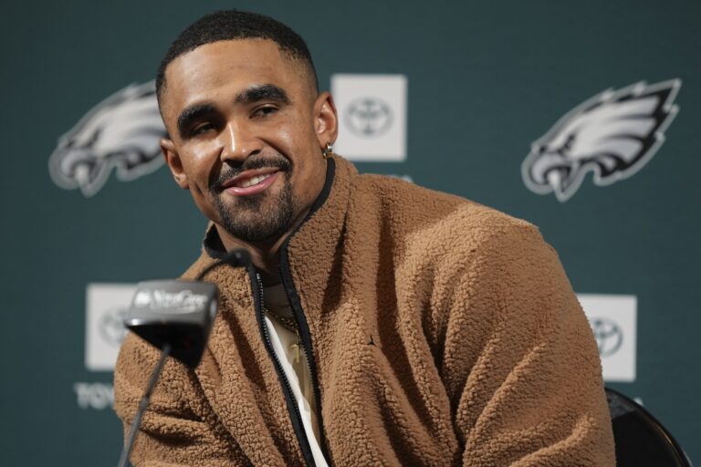 Philadelphia Eagles quarterback Jalen Hurts speaks