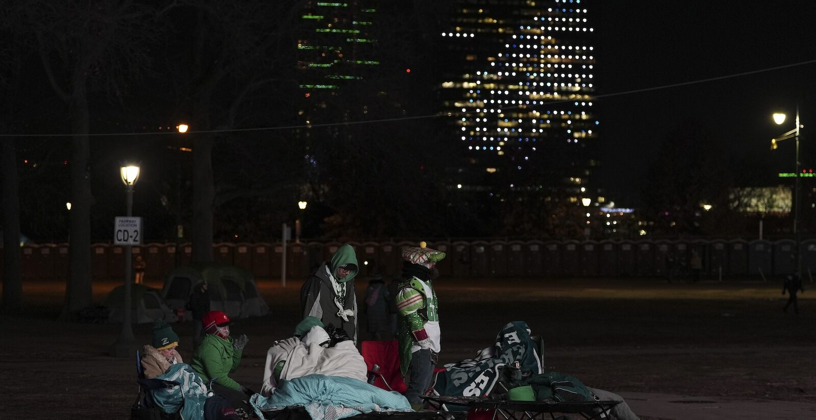 Fans gather before the Philadelphia Eagles Super Bowl 59 parade and celebration, Friday, Feb. 14, 2025, in Philadelphia.